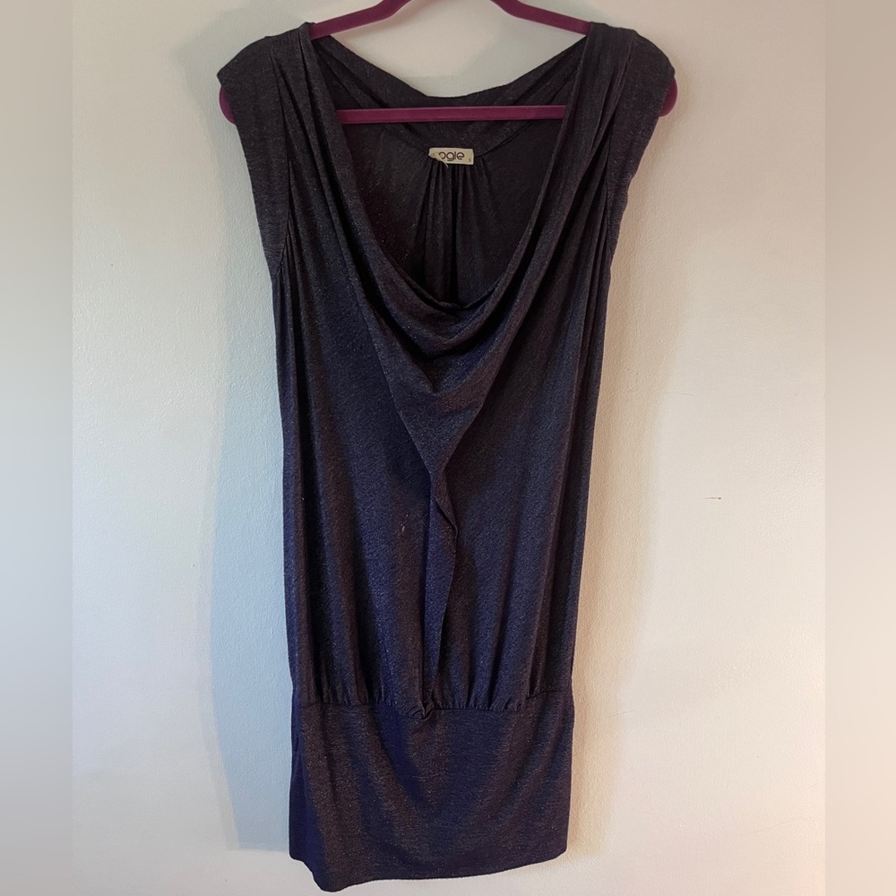 Dark purple sexy sparkly plunging mini dress